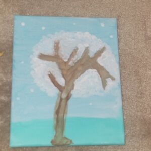 Abstract Tree Art Canvas - Blue and Brown